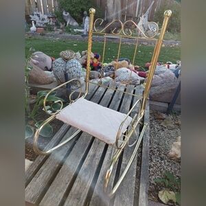 Vintage 90s Brass Doll Display Rocking Chair